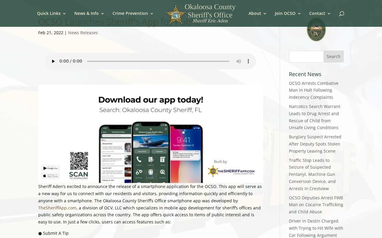 Okaloosa County arrest search sheriff app