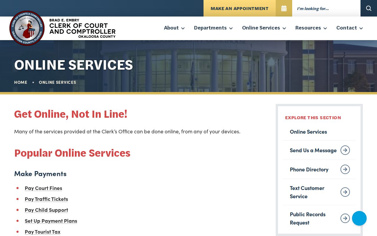 Okaloosa County Clerk online services and records locations
